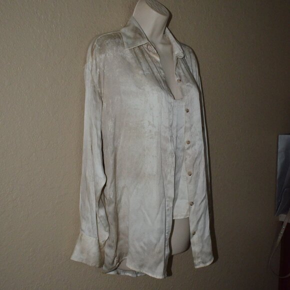 NWOT $957 Sz XS Avant Toi Marmo Effect Silk Long Sleeve Blouse w/ Camisole - Picture 6 of 9